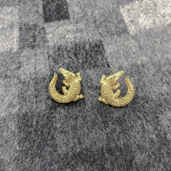 Authentic Julie Vos Alligator Gold Stud Earrings - Picture 1 of 4